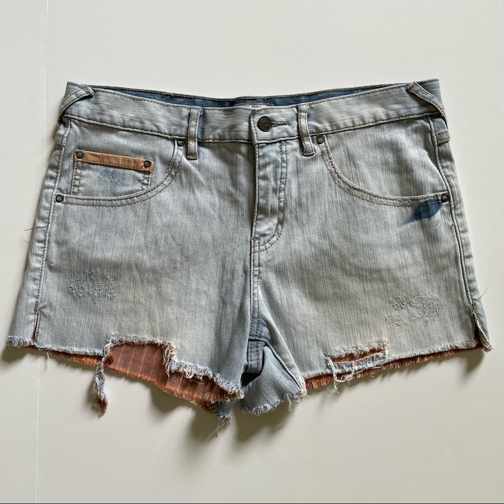 Free People Light Blue Denim Distressed Jean Shorts Size 29